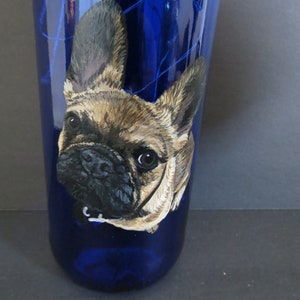 Pet Portrait Hand Painted Wine Bottles Made to Order I Can Paint Any Animal From Photo French Bulldog by Shannon Ivins