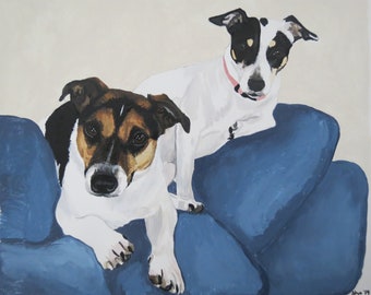 Pet Portraits Paintings on Archival Quality Paper 9 x 12 inches Made to Order From Photo Any Animal jack russell terrier by Shannon Ivins