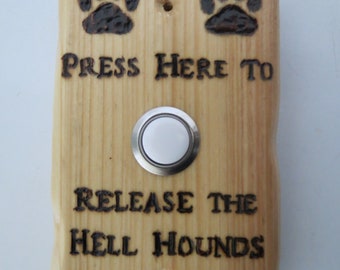 Ring Bell For the Hounds Pyrographic Door Bell Made to Order by Shannon Ivins Pigatopia