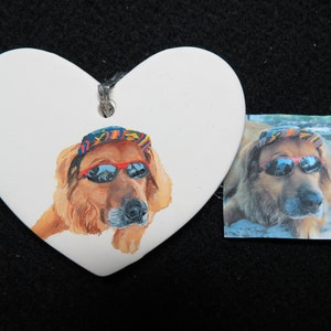 Pet Portrait Ceramic Memorial Ornament Hand Painted and Made to Order painted from provided photo any animal by Pigatopia / Shannon Ivins image 6