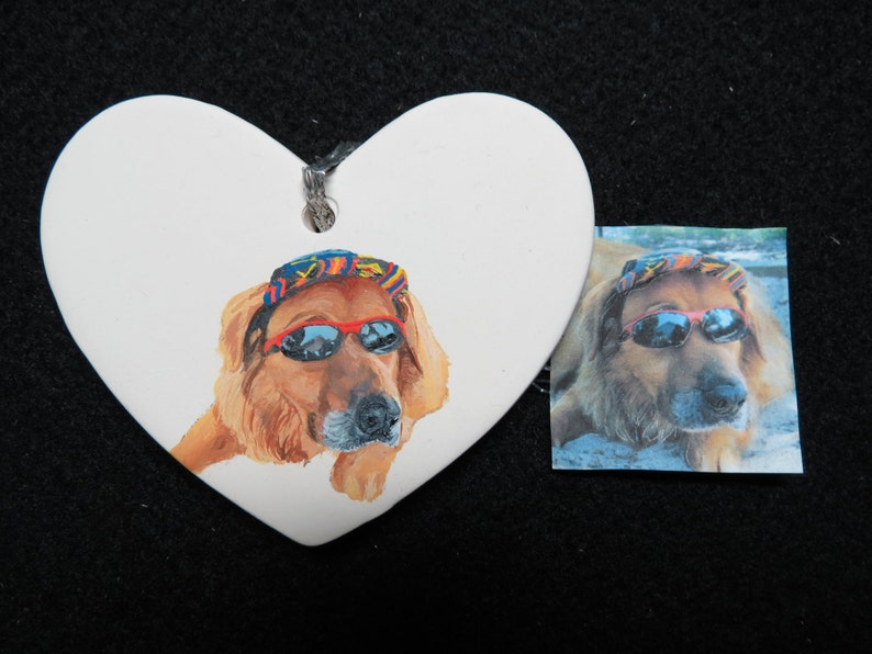 Pet Portrait Ceramic Memorial Ornament Hand Painted and Made to Order painted from provided photo any animal by Pigatopia / Shannon Ivins image 6