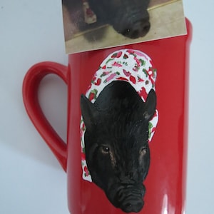 Pet Portrait Hand Painted Coffee Mugs Made to Order Any Animal Painted From Photo shepherd by Shannon Ivins image 7