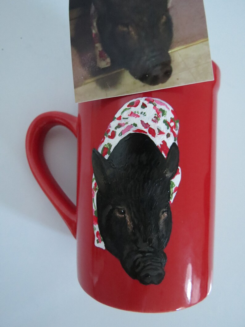 Pet Portrait Hand Painted Coffee Mugs Made to Order Any Animal Painted From Photo shepherd by Shannon Ivins image 7