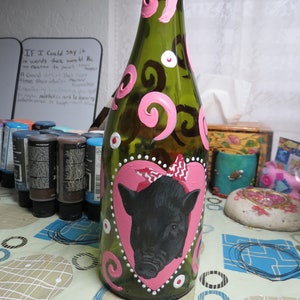 Pet Portrait Hand Painted Wine Bottles Lamp Made to Order I Can Paint Any Animal From Photo French Bulldog by Shannon Ivins image 7