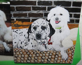 Pet Portrait 6 x 6 inch Ceramic Tiles Hand Painted and Made to Order using your photo Dalmatian by Shannon Ivins