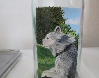 Dog Going For a Ride Recycled Wine Bottle Wind Chimes Hand Painted Pet Portrait Made to Order Any Animal by Shannon Ivins