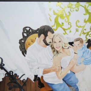 Maternity Family Portrait Painting Original Oil 16 x 20 inch You Provide The Pictures I create Made to Order by Shannon Ivins image 2