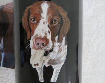 Hand Painted Pet Portrait Coffee Mugs Made to Order Brittany Dog by Shannon Ivins Pigatopia