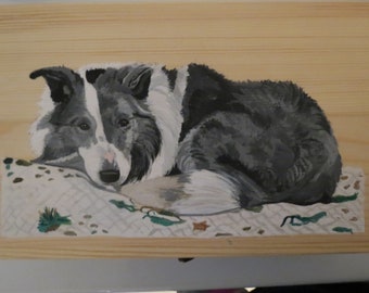 Pet Portrait Hand Painted or Wood Burned art box Made to order You Provide Photo Aussie by Shannon Ivins Pigatopia