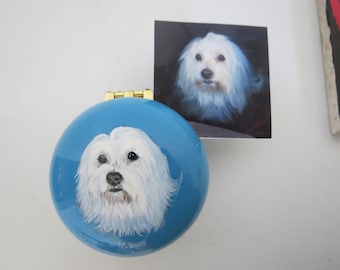 Pet Portrait Hand Painted Trinket Keepsake Ceramic Box Made to order You Provide Photo I can paint Anything COTON DE TULEAR by Shannon Ivins