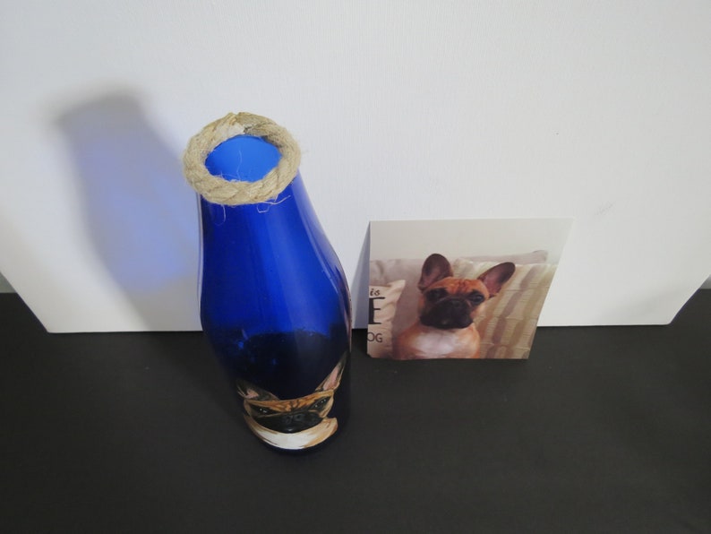 Pet Portrait Hand Painted Wine Bottles Lamp Made to Order I Can Paint Any Animal From Photo French Bulldog by Shannon Ivins image 2