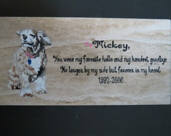 Pet Portrait Travertine Stone Original Hand Painted 12 x 6 inches Made to Order Any Animal by Shannon Ivins