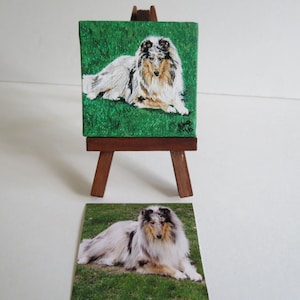 Pet Portrait Mini Original Oil Painting Hand Painted 3 in x 3 in with Free Easel Made to Order any animal painted from photo by Pigatopia