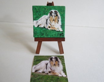 Pet Portrait Mini Original Oil Painting Hand Painted 3 in x 3 in with Free Easel Made to Order any animal painted from photo by Pigatopia