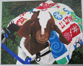 Pet Memorial Original Oil Painting on Stretched Gallery Canvas Made to Order from any photo Goat by Pigatopia