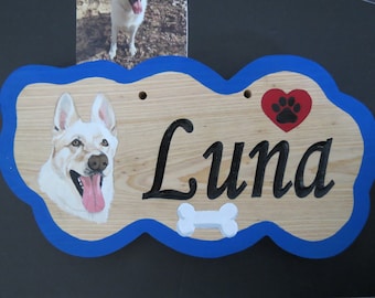 Pet Portrait Hand Crafted Personalized Solid Wood signs Hand Painted From Photo Made to Order Shepherd By Shannon Ivins Pigatopia