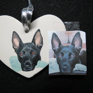 Pet Portrait Ceramic Memorial Ornament Hand Painted and Made to Order painted from provided photo any animal by Pigatopia / Shannon Ivins image 7