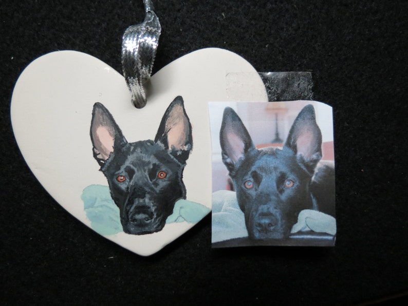 Pet Portrait Ceramic Memorial Ornament Hand Painted and Made to Order painted from provided photo any animal by Pigatopia / Shannon Ivins image 7