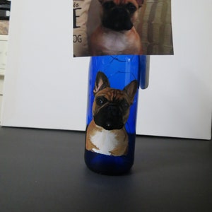 Pet Portrait Hand Painted Wine Bottles Lamp Made to Order I Can Paint Any Animal From Photo French Bulldog by Shannon Ivins image 3