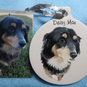 Pet Portrait Ceramic Memorial Ornament Hand Painted and Made to Order painted from provided photo any animal by Pigatopia / Shannon Ivins image 2