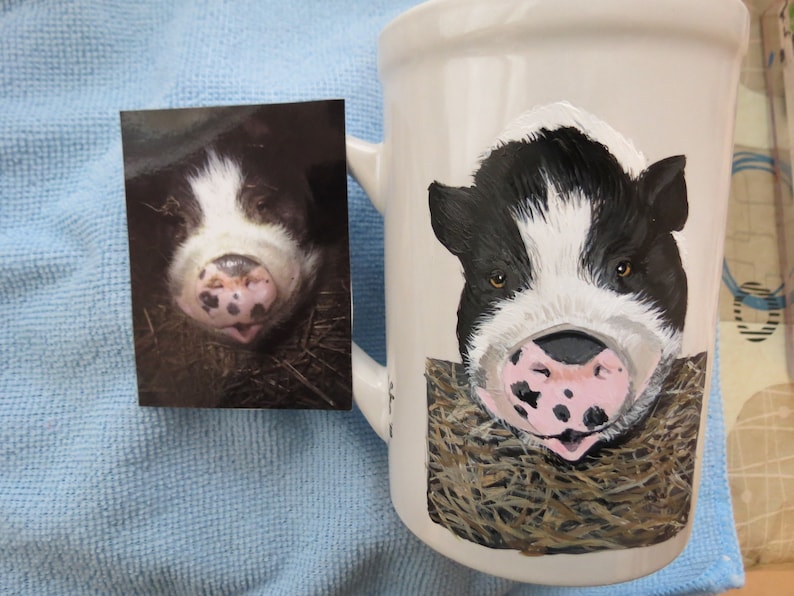 Hand Painted Pet Portrait Coffee Mugs Made to Order Brittany Dog by Shannon Ivins Pigatopia image 8