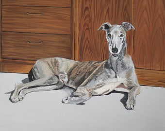Pet Portrait Oil Paintings on Gallery Canvas Made to Order Using Your provided Picture Any Subject Greyhound by Shannon Ivins