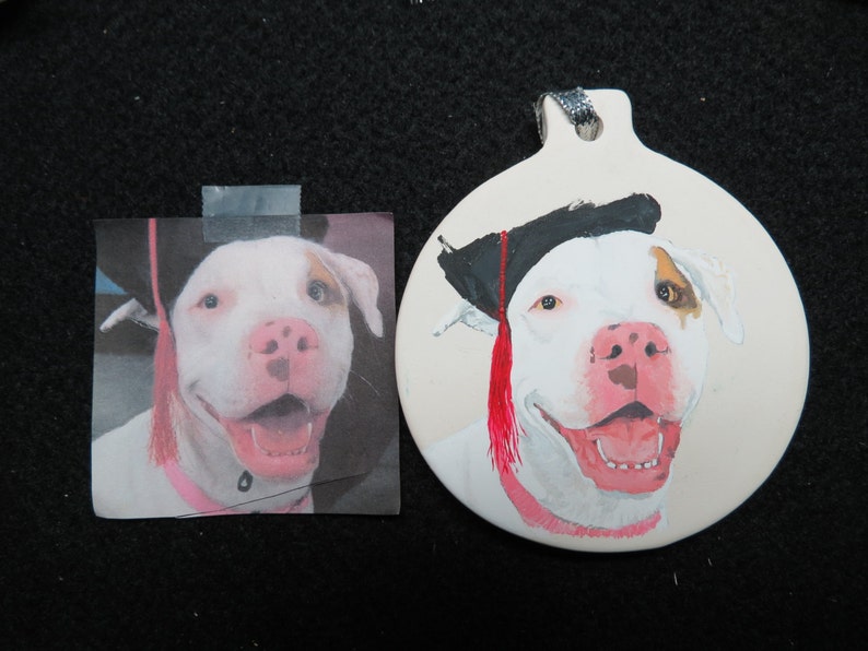 Pet Portrait Ceramic Memorial Ornament Hand Painted and Made to Order painted from provided photo any animal by Pigatopia / Shannon Ivins image 8