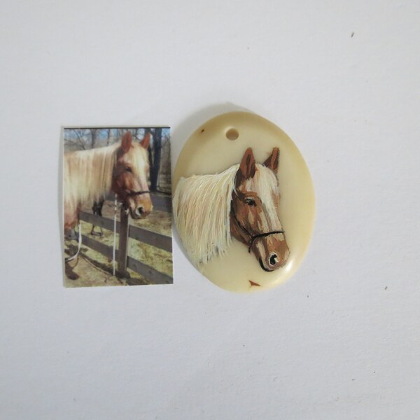 Pet Portrait Hand Painted on Tagua Nut Charms Made to Order of Any Animal Horse by Shannon Ivins