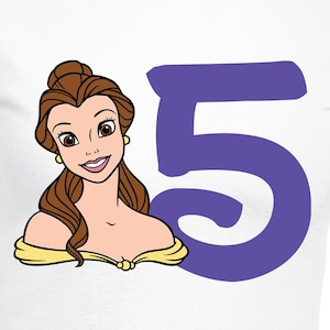 File di taglio digitale per il 5° compleanno della principessa Belle / Cricut / Silhouette Cameo / File di taglio Svg / PDF / Eps / DXF / PNG / La Bella e la Bestia