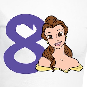 File di taglio digitale dell'ottavo compleanno della principessa Belle / Cricut / Silhouette Cameo / File di taglio Svg / PDF / Eps / DXF / PNG / La bella e la bestia