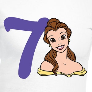 File di taglio digitale del 7° compleanno della principessa Belle / Cricut / Silhouette Cameo / File di taglio Svg / PDF / Eps / DXF / PNG / La Bella e la Bestia