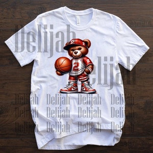 Graffiti Hip Hop Teddy Bear holding basketball, Cartoon Teddy Bear, Tshirt Sublimation, DTF, Digital Download ONLY