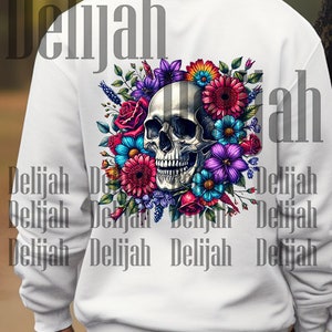 Floral Skull Sublimation/Printable Design | Instant Download | PNG DOWNLOAD ONLY