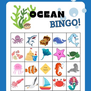 Bingokaartspel met oceaanthema
