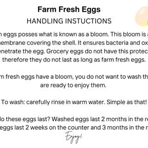 Farm Fresh Egg Handling Instructions