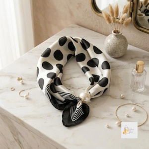 Pearl Magnetic Scarf Necklace, Leopard Dot Print Choker Accessory