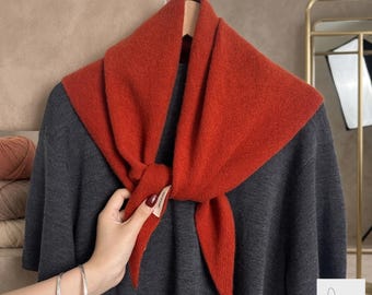 Wool Knitted Triangle Scarf Women Winter Shawl Soft Thick Cozy Neck Wrap
