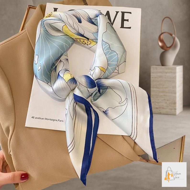 soft silk scarf women horse motif headband wrap style
