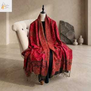 Paisley Pashmina Scarf Women Winter Warm Tassel Blanket Shawl Thick Poncho Wrap Stole