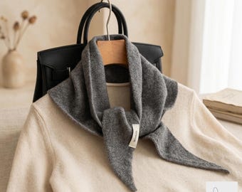 Woolina Knitted Wool Scarf Women Winter Triangle Shawl Soft Warm Thick Solid Color Wrap