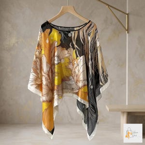 flowy beach cover up women kimono poncho blouse