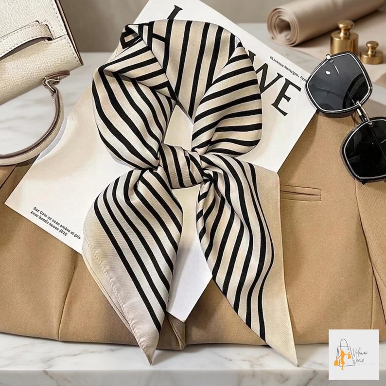 fashion silk scarf women horse motif bag ribbon wrap