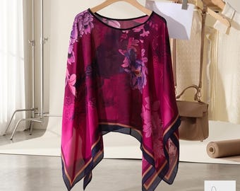 Solara Strand Vertuschen Frauen Chiffon Schal Bikini Vertuschen Lose Sommer Poncho Bluse