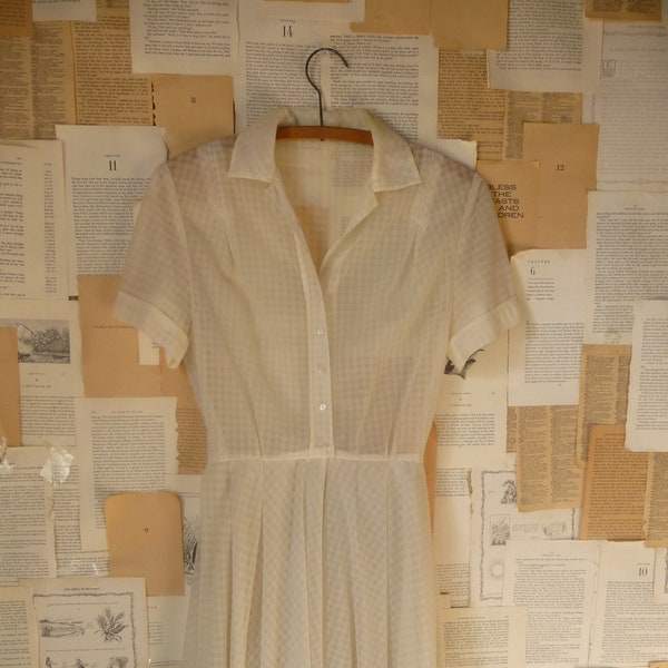 1950s Vintage Dress Handmade Snap Front Sheer Sundress Summer S