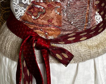 Handmade Vintage Cummerbund Silk Tie Sash Belt OOAK Boho Upcycled Hippie OS