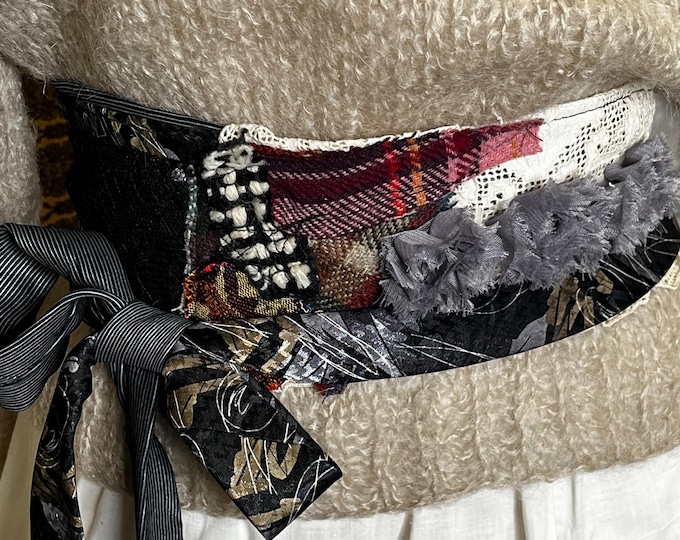 Handmade Vintage Cummerbund Silk Tie Sash Belt OOAK Boho Upcycled Hippie OS
