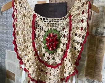 Cottagecore Boho Fairycore Halter Vintage Crochet Top Vest Festival one of a kind OS