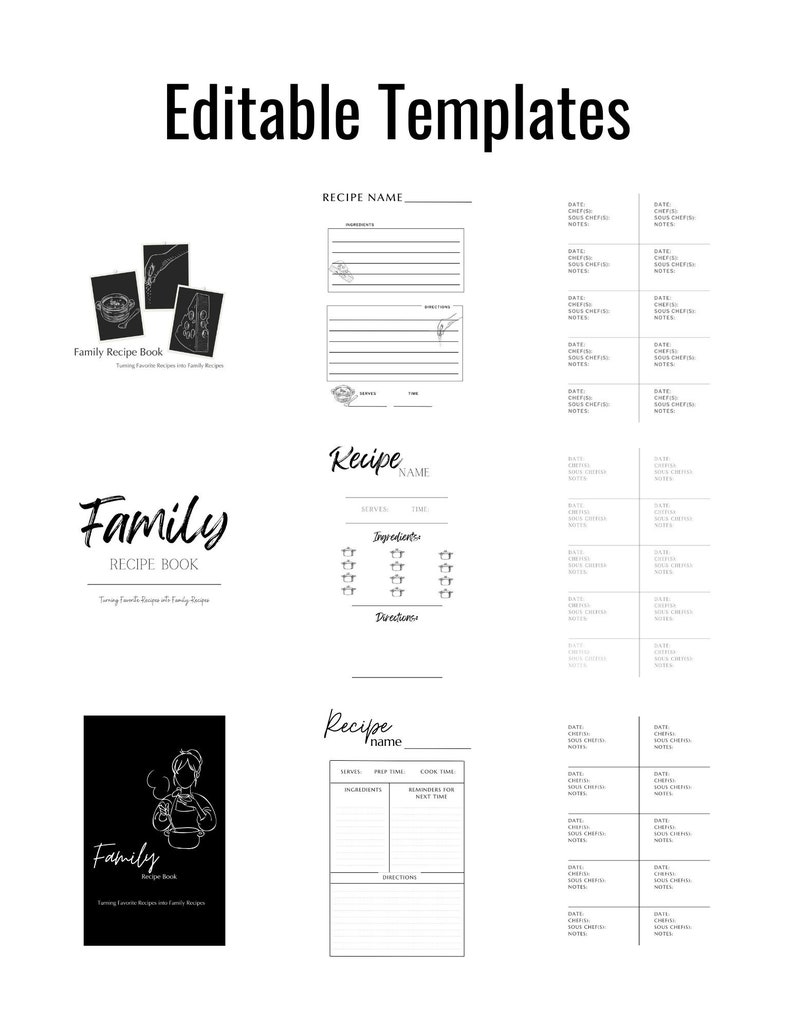 Family Recipe Book Template Etsy