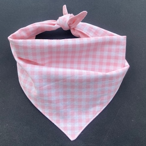 Reversible Pink Plaid tie on Dog Bandana | Pink Gingham Dog Bandana | Girl Dog Bandana | Summer Dog Bandana | pink dog bandana