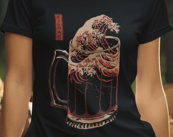 Wave Beer Mug T-Shirt | Hokusai Japanese Art Tee